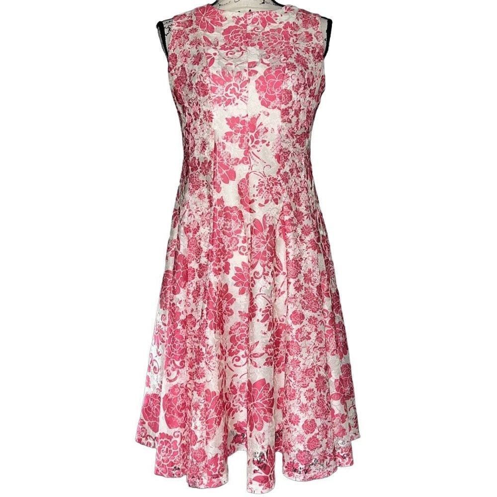 Danny & Nicole pink & white lace sleeveless dress 4‎
